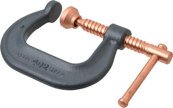 Wilton - Regular-Duty 2-1/8" Max Opening, 2-5/8" Throat Depth, Forged Steel Standard C-Clamp - 3,500 Lb Capacity, 0" Min Opening, Deep Throat - Exact Industrial Supply