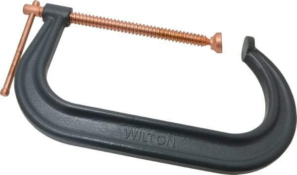 Wilton - Regular-Duty 10-1/8" Max Opening, 6" Throat Depth, Forged Steel Standard C-Clamp - 8,000 Lb Capacity, 2" Min Opening, Deep Throat - Exact Industrial Supply