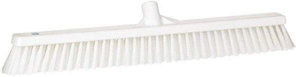 Vikan - 24" Combo Duty Synthetic Push Broom - 2" Bristle Length, Plastic Block, European Threaded Handle Connection - Exact Industrial Supply