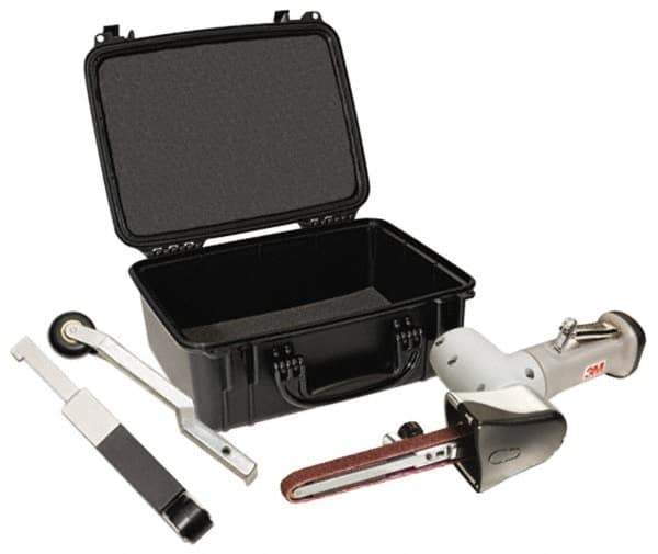 3M - 1/2 x 18, 1/4 x 18 and 1/8 x 18 Inch, 22,000 RPM Air Belt Sander - 0.6 Hp, 27 CFM Air Consumption - Exact Industrial Supply