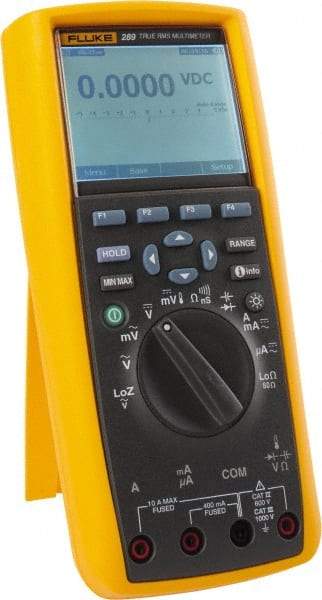Fluke - 289, CAT IV, CAT III, 1,000 VAC/VDC, Digital True RMS Auto Ranging Manual Ranging Multimeter - 500 mOhm, Measures Voltage, Capacitance, Current, Frequency, Resistance, Temperature - Exact Industrial Supply