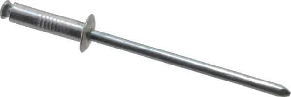 RivetKing - Dome Head Aluminum Peel Blind Rivet - Steel Mandrel, 1/8" to 0.275" Grip, 0.255" Head Diam, 0.129" Max Hole Diam, 0.472 to 0.511" Length Under Head, 1/8" Body Diam - Exact Industrial Supply
