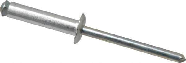 RivetKing - Dome Head Aluminum Peel Blind Rivet - Steel Mandrel, 0.188" to 0.63" Grip, 3/8" Head Diam, 0.196" Max Hole Diam, 0.827 to 0.865" Length Under Head, 3/16" Body Diam - Exact Industrial Supply