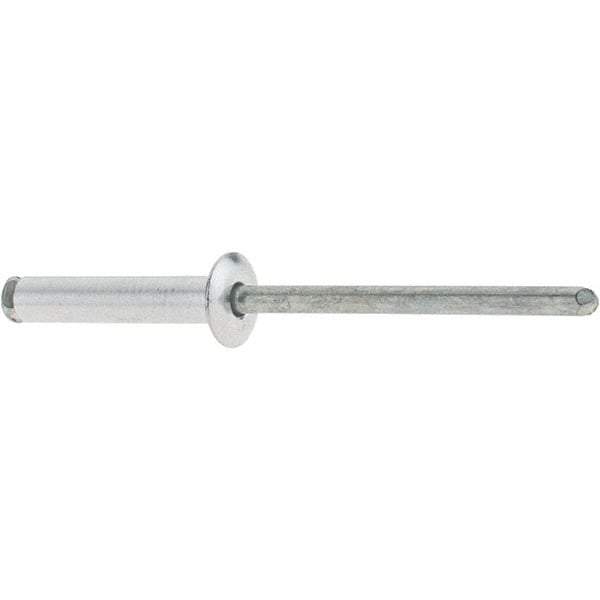 RivetKing - Dome Head Aluminum Peel Blind Rivet - Steel Mandrel, 0.188" to 0.748" Grip, 3/8" Head Diam, 0.196" Max Hole Diam, 0.945 to 0.984" Length Under Head, 3/16" Body Diam - Exact Industrial Supply