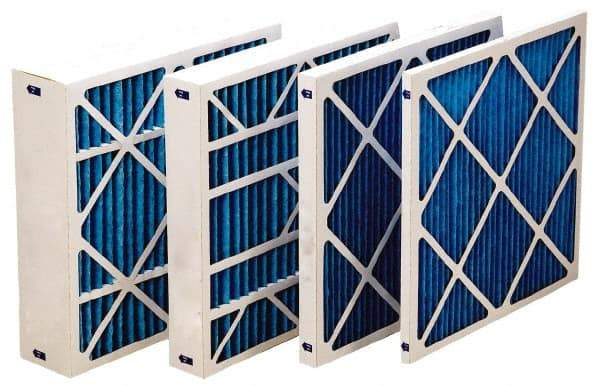 Made in USA - 12" Noml Height x 24" Noml Width x 1" Noml Depth, 30 to 35% Capture Efficiency, Wire-Backed Pleated Air Filter - MERV 8, Synthetic with Antimicrobial Protection, Integrated Beverage Board Frame, 300 Max FPM, 600 CFM, For Any Unit - Exact Industrial Supply