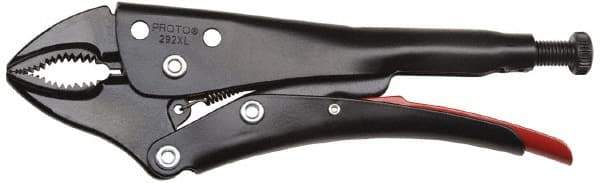 Proto - 9-1/4" OAL Curved Jaw Locking Pliers - 25/64" Jaw Width, 1-1/2" Jaw Depth, 2-23/64" Jaw Opening, Standard Handle - Exact Industrial Supply