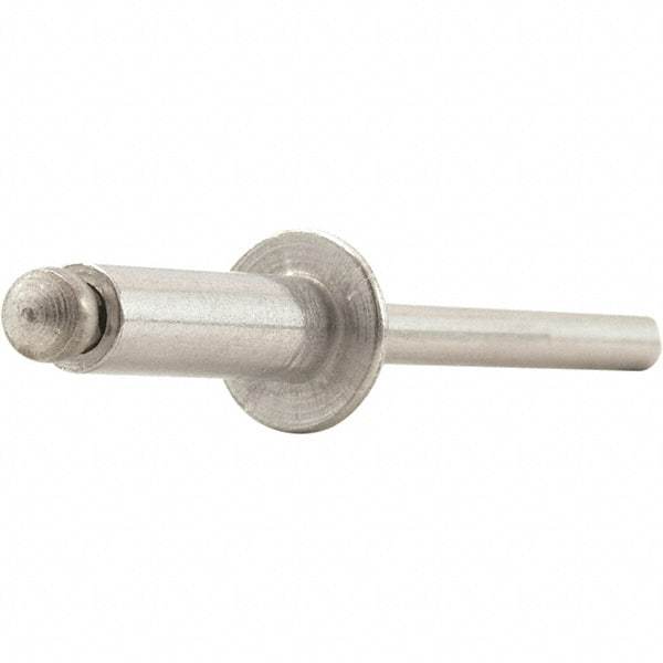 STANLEY Engineered Fastening - Size 6 Dome Head Aluminum Open End Blind Rivet - Aluminum Mandrel, 0.251" to 3/8" Grip, 3/16" Head Diam, 0.192" to 0.196" Hole Diam, 0.116" Body Diam - Exact Industrial Supply
