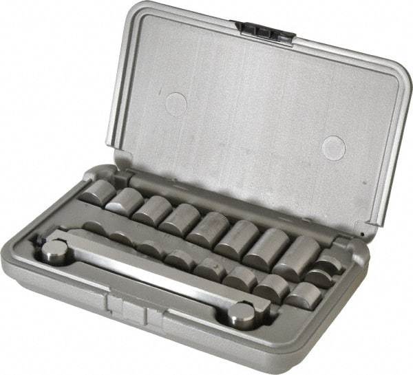 Fowler - 5 Inch Long x 1 Inch Wide x 0.0002 Inch Parallelism, 5 Inch Between Rolls, Sine Bar and Riser Kit - Includes 18 Risers, 5 Inch Sine Bar - Exact Industrial Supply