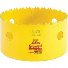 Starrett - 4-1/8" Diam, 2" Cutting Depth, Hole Saw - High Speed Steel Saw, Toothed Edge - Exact Industrial Supply