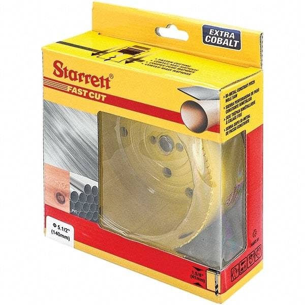 Starrett - 5-1/4" Diam, 1-5/8" Cutting Depth, Hole Saw - High Speed Steel Saw, Toothed Edge - Exact Industrial Supply