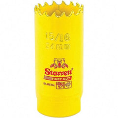Starrett - 15/16" Diam, 1-5/8" Cutting Depth, Hole Saw - High Speed Steel Saw, Toothed Edge - Exact Industrial Supply