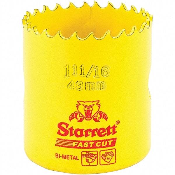 Starrett - 1-11/16" Diam, 1-5/8" Cutting Depth, Hole Saw - High Speed Steel Saw, Toothed Edge - Exact Industrial Supply