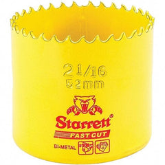 Starrett - 2-1/16" Diam, 1-5/8" Cutting Depth, Hole Saw - High Speed Steel Saw, Toothed Edge - Exact Industrial Supply