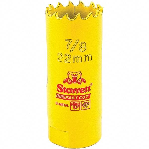 Starrett - 7/8" Diam, 1-5/8" Cutting Depth, Hole Saw - High Speed Steel Saw, Toothed Edge - Exact Industrial Supply