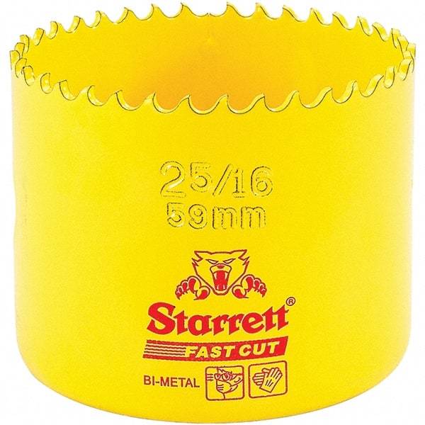 Starrett - 2-5/16" Diam, 1-5/8" Cutting Depth, Hole Saw - High Speed Steel Saw, Toothed Edge - Exact Industrial Supply