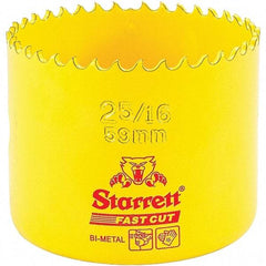 Starrett - 2-5/16" Diam, 1-5/8" Cutting Depth, Hole Saw - High Speed Steel Saw, Toothed Edge - Exact Industrial Supply