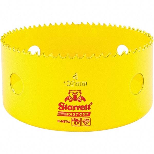 Starrett - 4" Diam, 1-5/8" Cutting Depth, Hole Saw - High Speed Steel Saw, Toothed Edge - Exact Industrial Supply
