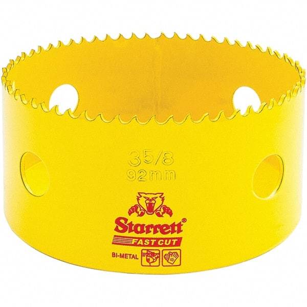 Starrett - 3-5/8" Diam, 1-5/8" Cutting Depth, Hole Saw - High Speed Steel Saw, Toothed Edge - Exact Industrial Supply