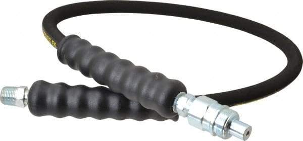 Enerpac - 1/4" Inside Diam x 3/8 NPT 3' Hydraulic Pump Hose - 10,000 psi, AH-604 Opposite End, Rubber - Exact Industrial Supply