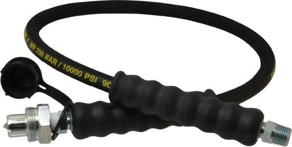 Enerpac - 1/4" Inside Diam x 3/8 NPT 3' Hydraulic Pump Hose - 10,000 psi, CH-604 Opposite End, Rubber - Exact Industrial Supply
