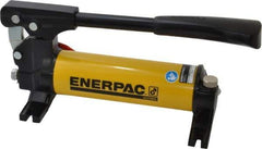 Enerpac - 1" Piston Stroke, 1/2" Piston Diam, 0.15 Cu In per Stroke, 22 Cu In Reservoir Capacity, Manual Hydraulic Pump - 2,850 psi, 34 Lbs. Max Handle Effort, 1 Stage - Exact Industrial Supply