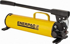 Enerpac - 1" Piston Stroke, 1-1/8" Piston Diam, 1.00, 0.15 Cu In per Stroke, 134 Cu In Reservoir Capacity, Manual Hydraulic Pump - 10,000 psi, 77 Lbs. Max Handle Effort, 2 Stage - Exact Industrial Supply