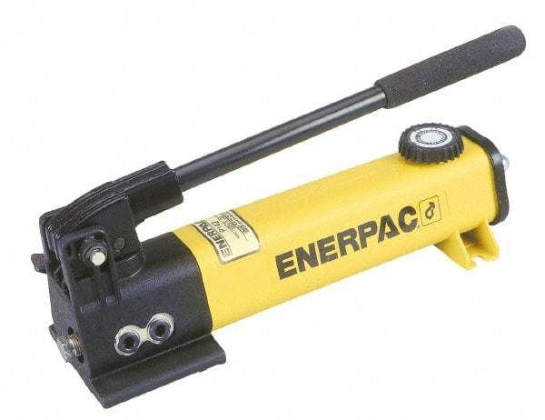 Enerpac - 1" Piston Stroke, 7/16" Diam, 0.151 Cu In per Stroke, 55 Cu In Reservoir Capacity, Manual Hydraulic Pump - 10,000 psi, 72 Lbs. Max Handle Effort - Exact Industrial Supply
