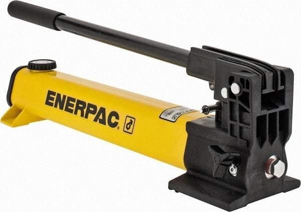 Enerpac - 1" Piston Stroke, 0.94" Diam, 0.687, 0.151" Cu In per Stroke, 55 Cu In Reservoir Capacity, Manual Hydraulic Pump - 10,000 psi, 93 Lbs. Max Handle Effort - Exact Industrial Supply