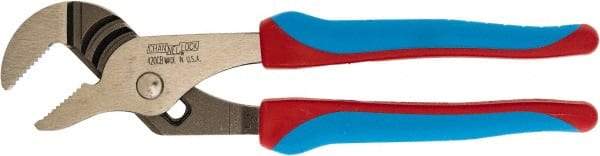 Channellock - 9-1/2" OAL, 1-1/2" Max Capacity, 1-1/2" Jaw Length, 5 Position Tongue & Groove Pliers - Serrated Straight Jaws, Straight Head, TPR Rubber Overmold Composite Handles - Exact Industrial Supply