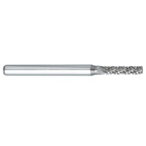 SN-42 -3mm × 5mm LOC × 3mm Shank × 38mm OAL 10 Degree Inverted Angle Carbide Medium Tough Cut Burr - Exact Industrial Supply