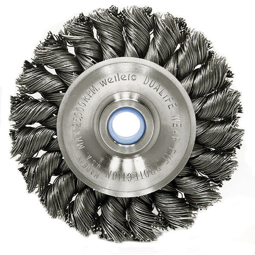 3″ Standard Twist Knot Wire Wheel, .020″ Steel Fill, 1/2″-3/8″ Arbor Hole - Exact Industrial Supply