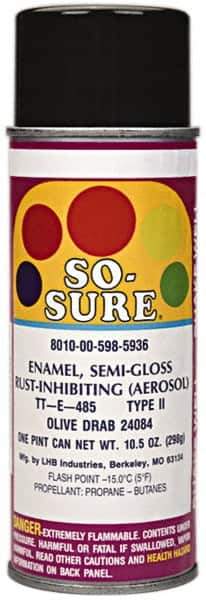 Ability One - Spray Paint - 16 OZ FLAT BLACK 37038 SO-SURE AEROSOL ENAMEL - Exact Industrial Supply