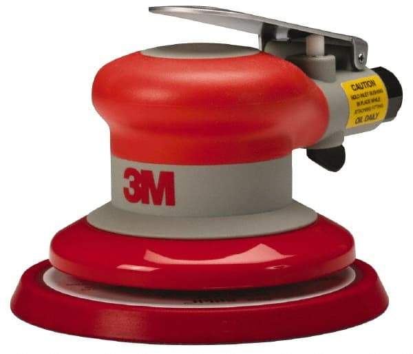 3M - 12,000 OPM, 17 CFM Air Consumption, 90 psi Air Pressure, Palm Air Orbital Sander - Round Pad, 3/8" Inlet - Exact Industrial Supply