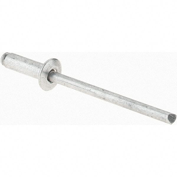 Value Collection - Size 44 Dome Head Aluminum Open End Blind Rivet - Aluminum Mandrel, 0.188" to 1/4" Grip, 1/4" Head Diam, 0.129" to 0.133" Hole Diam, 0.4" Length Under Head, 1/8" Body Diam - Exact Industrial Supply