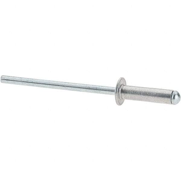 Value Collection - Size 45 Dome Head Aluminum Open End Blind Rivet - Steel Mandrel, 0.251" to 0.312" Grip, 1/4" Head Diam, 0.129" to 0.133" Hole Diam, 0.462" Length Under Head, 1/8" Body Diam - Exact Industrial Supply