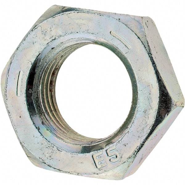Value Collection - 9/16-18 UNF Steel Left Hand Hex Jam Nut - 7/8" Across Flats, 5/16" High, Zinc Clear Finish - Exact Industrial Supply