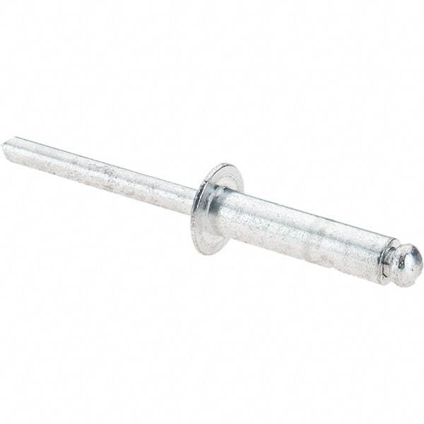 Value Collection - Size 812 Dome Head Aluminum Open End Blind Rivet - Aluminum Mandrel, 0.626" to 3/4" Grip, 1/2" Head Diam, 0.257" to 0.261" Hole Diam, 1" Length Under Head, 1/4" Body Diam - Exact Industrial Supply