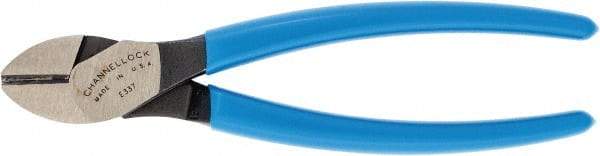 Channellock - 7" OAL, 5/32" Capacity, Diagonal Cutter - 7/8" Jaw Length x 7-1/4" Jaw Width, Straight Head, Plastic Dipped Handle - Exact Industrial Supply