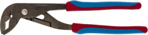Channellock - 9-1/2" OAL, 1-1/4" Max Capacity, 34mm Jaw Length, 5 Position Curved Jaw Tongue & Groove Pliers - Crosshatch Angled Jaws, Angle Head, TPR Rubber Overmold Composite Handles - Exact Industrial Supply