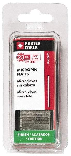 Porter-Cable - 23 Gauge 5/8" Long Pin Nails for Power Nailers - Grade 2 Steel, Galvanized Finish, Straight Stick Collation, Chisel Point - Exact Industrial Supply