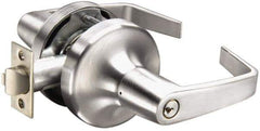 Yale - Light/Medium Duty Passage Lever Lockset - 2-3/4" Back Set, Keyless Cylinder, Satin Chrome Finish - Exact Industrial Supply