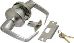 Yale - Light/Medium Duty Entrance Lever Lockset - 2-3/4" Back Set, Key in Lever Cylinder, Satin Chrome Finish - Exact Industrial Supply