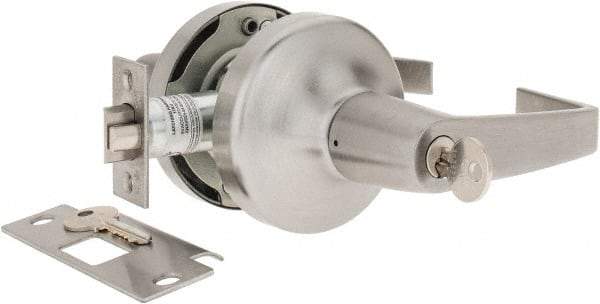Yale - Light/Medium Duty Classroom Lever Lockset - 2-3/4" Back Set, Key in Lever Cylinder, Satin Chrome Finish - Exact Industrial Supply