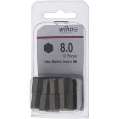 Wiha - 8mm Hex Screwdriver Bit - 1/4" Drive, 1" OAL - Exact Industrial Supply