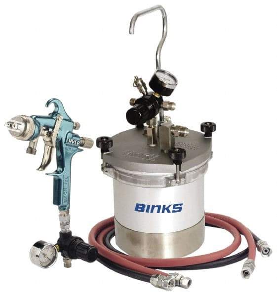 Binks - High Volume/Low Pressure Paint Spray Gun - 2 Qt Capacity, 10 Max psi, 12 Max CFM, For High Solids, Industrial Automotive, Waterborne - Exact Industrial Supply