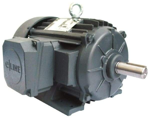 US Motors - 7-1/2 hp, TEFC Enclosure, No Thermal Protection, 3,500 RPM, 208-230/460 Volt, 60 Hz, Three Phase Energy Efficient Motor - Size 213 Frame, Rigid Mount, 1 Speed, Ball Bearings, 18.6-17.2/8.6 Full Load Amps, F Class Insulation, CCW Lead End - Exact Industrial Supply