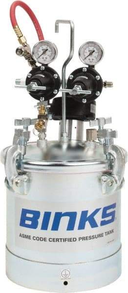 Binks - Paint Sprayer Pressure Tank - 2.8 Gallon Pressure Pot with Agitator and 2 Regulators, Compatible with Pressure Tank and Spray Guns - Exact Industrial Supply