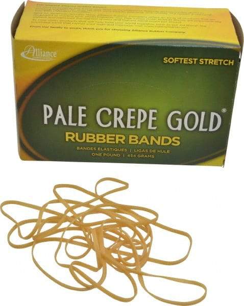 Alliance - 7 Inch Circumference, 1/8 Inch Wide, Pale Crepe Gold Rubber Band Strapping - 300 Pieces - Exact Industrial Supply