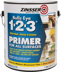 Zinsser - 1 Gal Flat White Water-Based Acrylic Enamel Primer - 350 to 450 Sq Ft Coverage, 84 gL Content, Quick Drying - Exact Industrial Supply