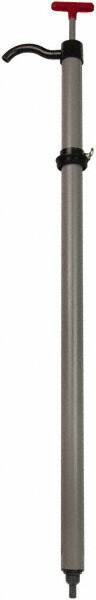 Value Collection - 19/32" Outlet, PVC Hand Operated Drum Pump - 22 oz per Stroke, 38" OAL, For Water Based Fluids, Light Oils, Mild Acids & Corrosive Soaps, Detergents, Waxes, Deodorants - Exact Industrial Supply